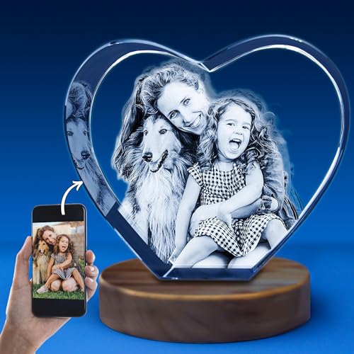Christmas Personalized Gift for Mom,Dad, Husband, 3D Photo Crystal, Customized Picture Frame Gifts for Anniversary, Birthday, Valentine's Day,Custom Photo Gifts - color: Heart, size: X-Large