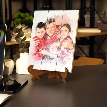 Personalized Valentine’s Day Gift for Him or Her Custom Photo on Wood - color: Watercolor Design