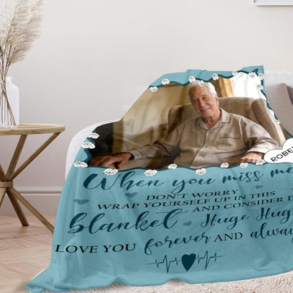 Personalized Sympathy Blanket Custom Memorial Blanket with Photos for Loss of Loved One in Loving Memory Bereavement Grief Gifts for Father Mother Husband Wife Friends (Style-6)