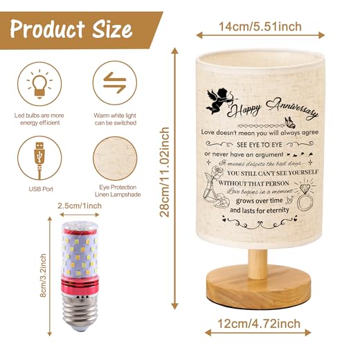 WSYEAR Wedding Anniversary LED Lamp Gifts for Couple Parents, Happy Anniversary Marriage Gifts for Wife Husband Him Her Men Women with Night Light Romantic Presents for Girlfriend Boyfriend - color: Anniversary