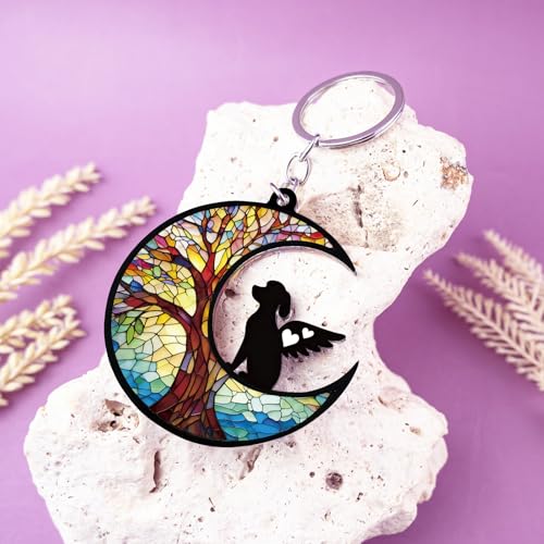 Dog Memorial Keychain Dog Loss Sympathy Gift for Women Men | Suncatcher Keychain Dog Passing Away Gifts for Pet Mom Dad Memorial Keychain Rainbow Bridge Dog Loss Gift