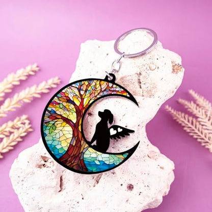 Dog Memorial Keychain Dog Loss Sympathy Gift for Women Men | Suncatcher Keychain Dog Passing Away Gifts for Pet Mom Dad Memorial Keychain Rainbow Bridge Dog Loss Gift