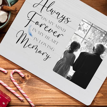 Memorial Gifts for Loss of Loved One, Sympathy Gift Picture Frame, Always on my Mind Forever in My Heart Wooden Picture Frames, 4x6 inch Photo - color: Green