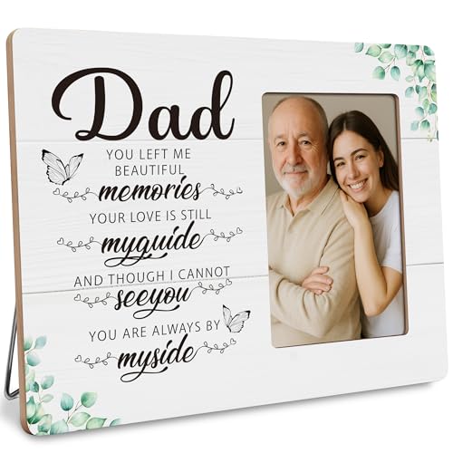 Dad Memorial Gifts Picture Frame, Loss of Father Sympathy Gift, In Memory of Loved Dad Frames Fits 4x6 Photo - color: Black