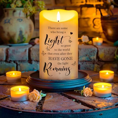 Flameless Memorial Candle, Real Wax LED Light with Remote Sympathy Bereavement Gifts for Loss of Loved One Sympathy Candles for Loss of Mother Father Mom Dad Son Remembrance Gifts (4" x 7") - color: Bring A Light