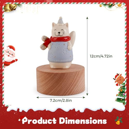 Music Box Figurine, Sculpted Hand-Painted Musical Figure Plays You are Jingle Bells Tune Christmas Anniversary, Birthday Gifts for Daughter Son Mom Dad Kids (Cat) - color: Cat