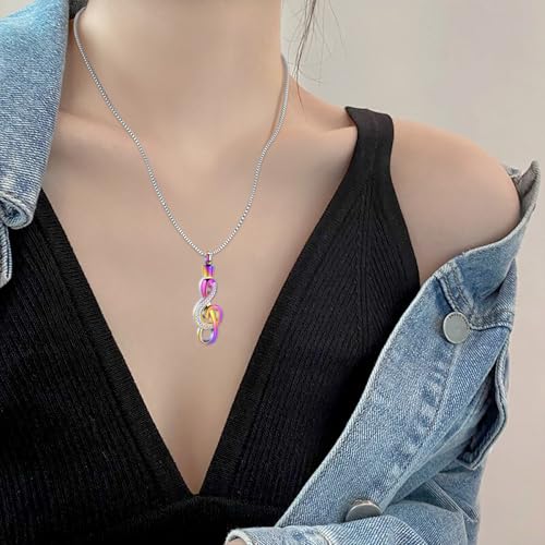 XSMZB Cremation Jewelry Crystal Music Note Urn Necklace for Ashes Stainless Steel Necklace Urn Cremation Memorial Ashes Holder Keepsake Pendant Locket - color: Colorful