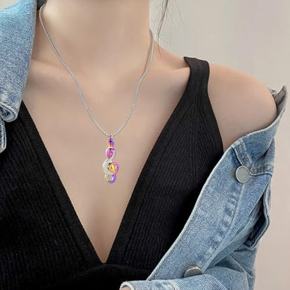 XSMZB Cremation Jewelry Crystal Music Note Urn Necklace for Ashes Stainless Steel Necklace Urn Cremation Memorial Ashes Holder Keepsake Pendant Locket - color: Colorful
