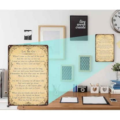 Let Me Go Bereavement Poem Farmhouse Aluminum Metal Sign 8 x 12 Inch
