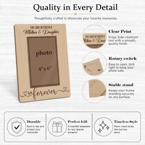 Mother Daughter Picture Frame 4x6, The Love Between a Mother and Daughter Is Forever Photo Frame, Rustic Farmhouse Wooden Picture Frames, Mother's Day Birthday Christmas Gift for Mom - color: color02