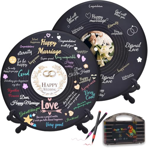 LRITER 2PCS Wedding Guest Book,Creative Guest Book Signs for Wedding | Size 11.6in,Unique Vinyl Record Decorations for Special Day,Reception, Vinyl Record Wedding Guest Book A - color: Vinyl Record Wedding Guest Book a
