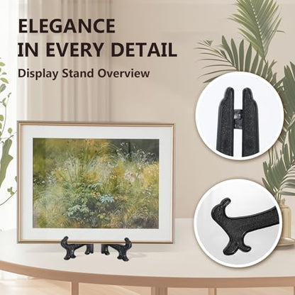 Artliving (4 Pack) 12 Inch Plastic Display Stand, Black Easel Display Photo Holder Stand, Displays Picture Frames, Cookbooks, Tablets and Art - color: Black, size: 12 inch (4 pack)