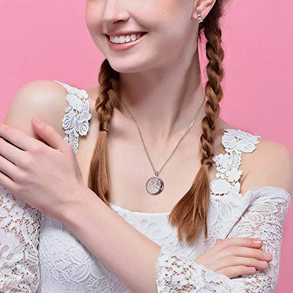 YOUFENG Locket Necklace that Holds Pictures Flower Lockets Pendant Necklaces Birthday Gifts Jewelry - color: GoldRound