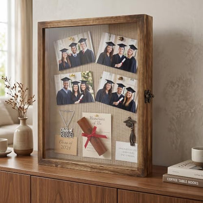 Shadow Box Frame 13x16, Wood Display Boxes with Linen Back - color: Wood, size: 13*16