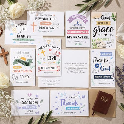Affrolling 50 Pcs Christian Thank You Cards Bulk with Envelopes Stickers - style: Delicate