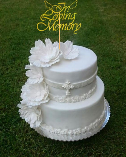 Happy Birthday in Heaven,In Loving Memory Cake Topper for Birthday,Anniversary,Funeral,Celebration of Life Party Supplies,Gold Glitter - color: In Loving Memory