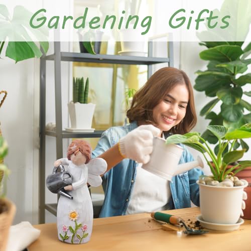 JFHEDY Gardening Gifts for Women, Angel Figurines Guardian Gifts for Women, New Home Gift Ideas, Sculpted Hand-Painted Figurine Angel Figurine
