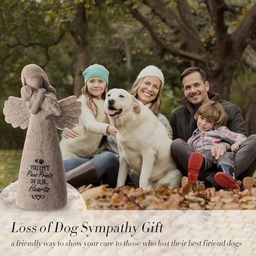 Dog Memorial Gifts for Loss of Dog, Pet Loss Sympathy Angel Figurine | Dog Bereavement Gift, Remembrance Keepsake, Dog Passing Away Gift, 6-Inch Hand-Painted Resin Memorial Statue - color: Granite