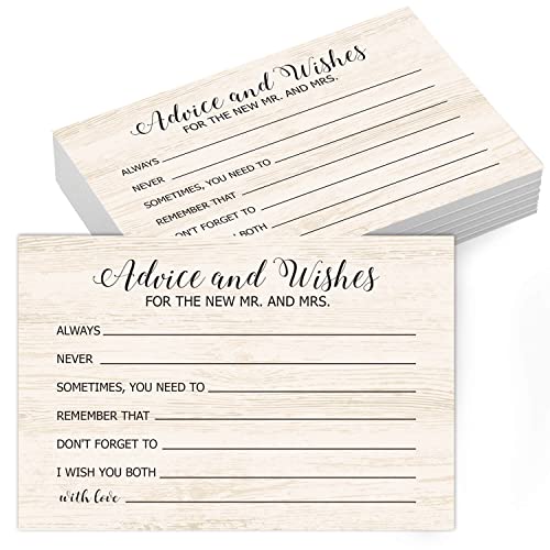 Advice and Wishes Cards for the New Mr and Mrs, Bride & Groom, Newlyweds, Wedding Advice Cards Perfect for Bridal Shower or Wedding, Wedding Guest Book Alternative, Pack of 50 4x6 Inch