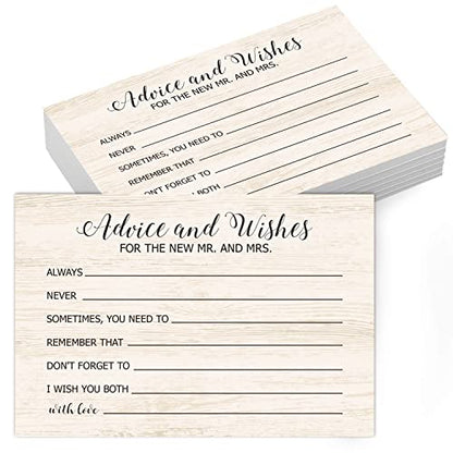 Advice and Wishes Cards for the New Mr and Mrs, Bride & Groom, Newlyweds, Wedding Advice Cards Perfect for Bridal Shower or Wedding, Wedding Guest Book Alternative, Pack of 50 4x6 Inch