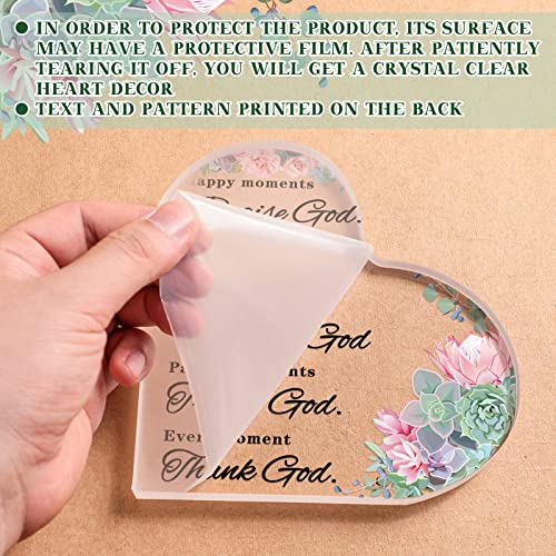Yulejo Bible Verse Acrylic Heart Plaque, Eucalyptus Leaf Gift for Women | Christian Home Decor, Prayer Corner Accent, Office Desk Display, Clear Acrylic Heart Keepsake, Gift for Religious Women - style: Eucalyptus Leaf