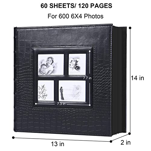 Vienrose Photo Album for 600 4x6 Photos, Black, Faux Leather Cover, Acid-Free, PVC-Free, 14 x 13 x 2 Inches - color: Black, size: 600 Pockets
