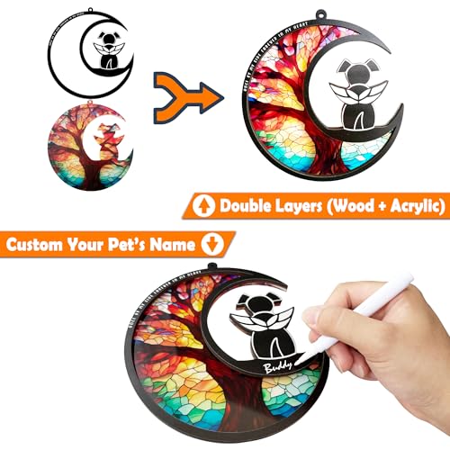 BamLue DIY Dog Angel Memorial Suncatcher, Memorial Gifts for Loss of Dog,Loss of Pet Sympathy Gift, Life Tree of Loss of Sympathy Gift - color: Life Tree-angel Dog