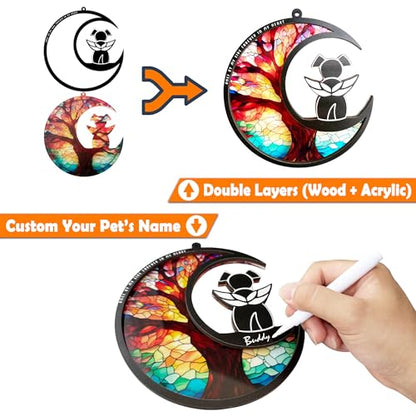 BamLue DIY Dog Angel Memorial Suncatcher, Memorial Gifts for Loss of Dog,Loss of Pet Sympathy Gift, Life Tree of Loss of Sympathy Gift - color: Life Tree-angel Dog