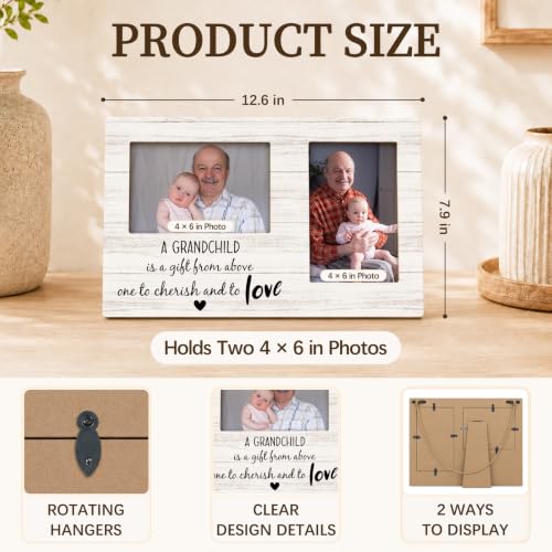 Grandparents Double Picture Frame 4x6, Grandchild Two Photo Frame - color: color-13