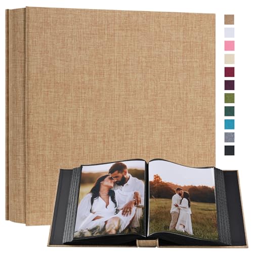 potricher Small 8x10 Photo Album, 160 Pockets, Linen Cover, Khaki - color: Khaki