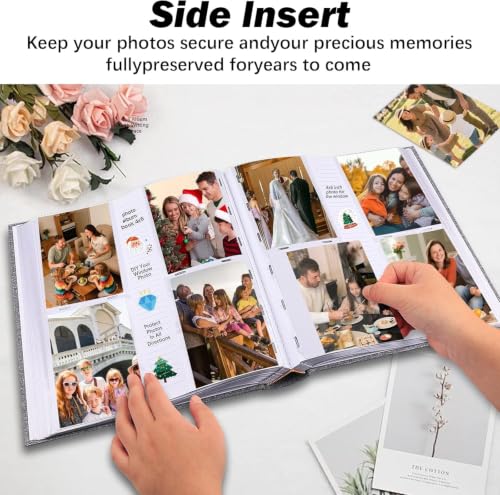 600 Pocket 4x6 Photo Album with Writing Space, Linen Cover, Grey - color: 600 Pockets Grey