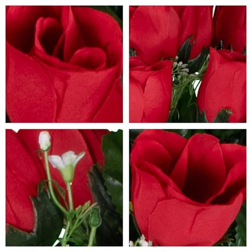 Artificial Cemetery Flowers - Gravesite Flowers - Red Roses - color: Red Roses, size: (1) Bouquet
