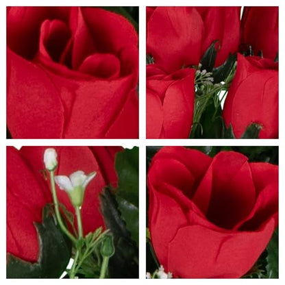 Artificial Cemetery Flowers - Gravesite Flowers - Red Roses - color: Red Roses, size: (1) Bouquet
