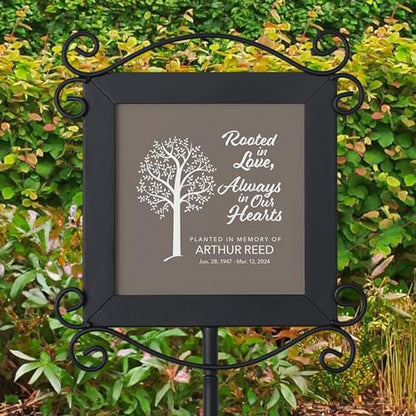 Let's Make Memories Personalized Memorial Garden Stake - Rooted in Love - Sympathy - Blue Tile - color: Rooted in Love - Blue