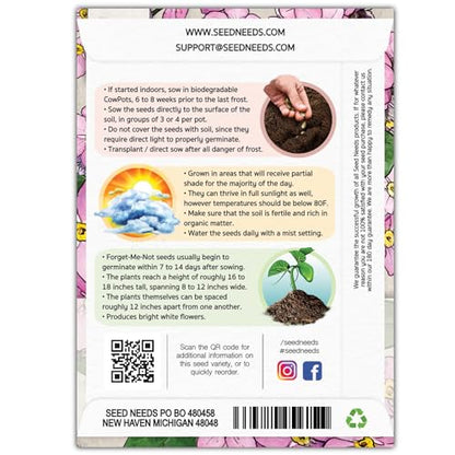 Seed Needs Rose Forget Me Not Seeds to Plant Pink Flowers Outdoors 2 Packs - size: 2 Packs, style: Rose FMN