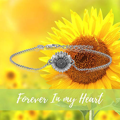 Sunflower/Tree of Life Urn Bracelet for Ashes 925 Sterling Silver Sunflower/Tree of Life Cremation Keepsake Pendant Locket Bracelet for Women Mom - style: Sunflower Urn Bracelet