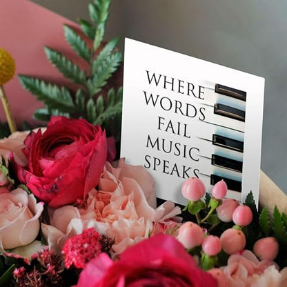 3dRose Image of Words Where Words Fail Music Speaks 1 Greeting Card with envelope - size: 5.5”