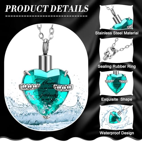 Ecation 15 Pcs Urn Necklace for Ashes Women Cremation Jewelry - color: Turquoise