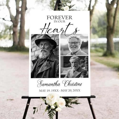 Personalized Elegant Celebration Of Life Welcome Sign, Memorial Picture Board, Celebration Of Life Decoration Yard Sign, Celebration Of Life Photo Displays, Composite Image, Simple #10 - color: Version10