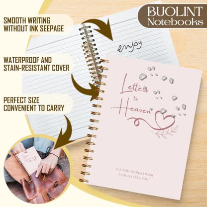 Letters to Heaven Grief Journal Gift for Women Men 5.5x8.3in（Pink） - color: Pink