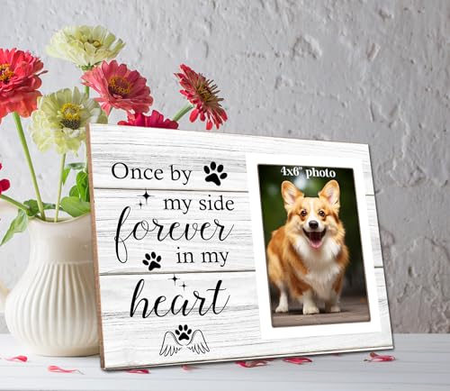 Memorial Picture Frame, Dog and Cat Memorial Photo Frame, Pet Memorial Gifts Photo Frame for Loss of Pet Sympathy Keepsake Gifts, Forever In My Heart