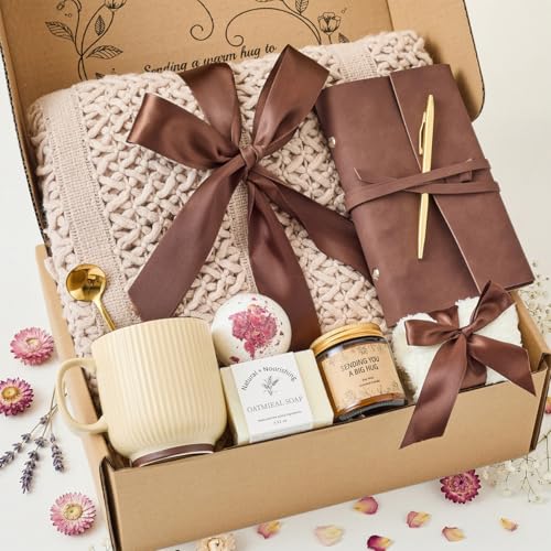 Sending Hug Gift Box for Women, Thinking of You Care Package, Best Friend Birthday Gifts, Get Well Soon Gifts for Women, Self Care Wellness Gift Set for Mom Sister Coworker