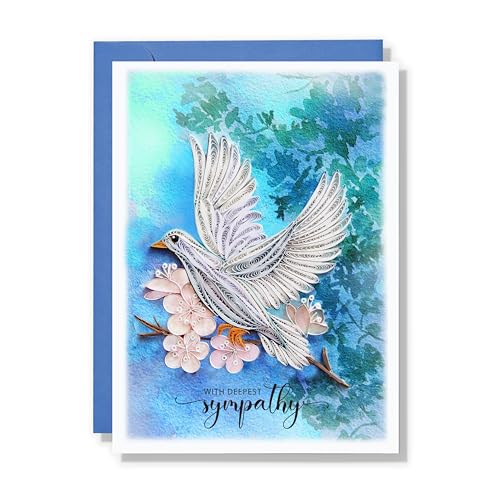 Dove Sympathy Card, Animal Thinking Of You, Condolence, Quilling Card for Him, Her, Friend and Love (Dove Sympathy) - color: Dove Sympathy