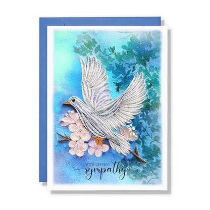 Dove Sympathy Card, Animal Thinking Of You, Condolence, Quilling Card for Him, Her, Friend and Love (Dove Sympathy) - color: Dove Sympathy