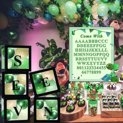 Ledido Transparent Balloon Boxes with 78 Letters Numbers for Custom Name - color: Black, size: 5PCS Boxes