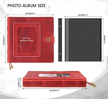 Leather photo Album Self Adhesive Pages, Handamde Leather Scrapbook Photo Album, Wedding Family Album, Holds 3x5, 4x6, 5x7, 6x8 Photos - Wine - color: Wine, size: 9.6x9.6x1.3