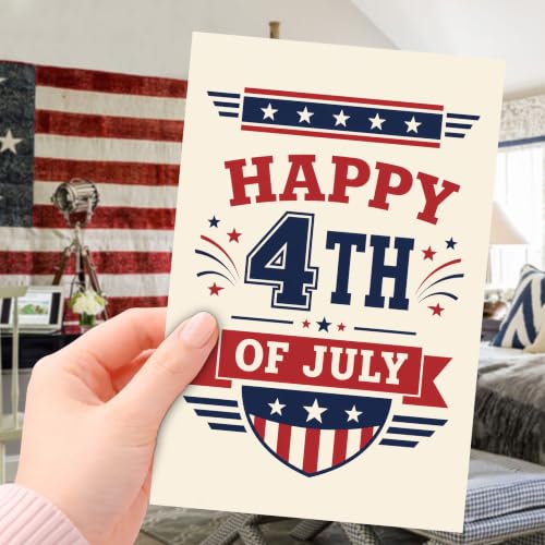 Fourth of July Card Happy 4th Celebration Patriotic Fireworks | 4th of July Card with Classic American Flag Style for Independence Day Celebration, Patriotic Party and Holiday Events - color: ame15