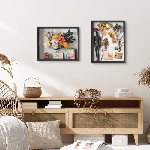 Muzilife 16x20 Large Shadow Box Pine Wood Picture Frame, 3.94 Deep, Black - color: Black, size: 16"x20"