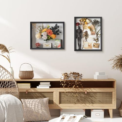 Muzilife 16x20 Large Shadow Box Pine Wood Picture Frame, 3.94 Deep, Black - color: Black, size: 16"x20"