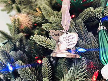 Memorial DAD and MOM Christmas Ornament for Loss of Loved One | A Piece of My Heart Bell Ornament, Christmas in Heaven Remembrance Keepsake, Sympathy Gift for Grieving Families (DAD) - style: DAD